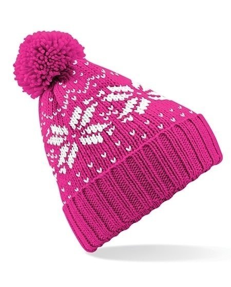 Snowflake Kids Bobble Hat - Pink-0