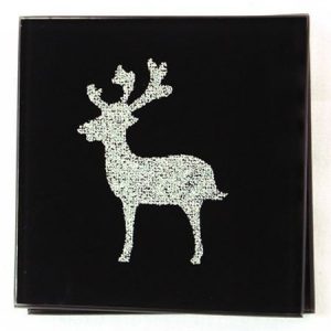 Reindeer Sparkle Coasters - Black 2 Pack