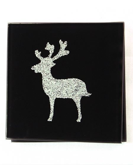 Reindeer Sparkle Coasters - Black 2 Pack